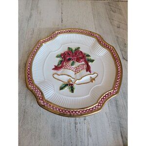 Fitz Floyd‎ holiday bell canape plate vintage xmas ceramic